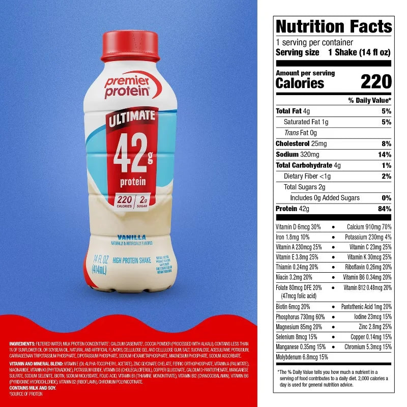 Premier Protein Ready To Drink Vanilla Whey Protein Shakes - 42g Protein - 4pk/14 fl oz