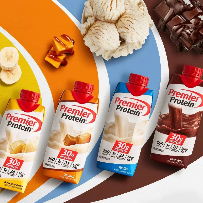 Premier Protein Nutritional Shake Bananas & Cream Non-Caffeinated Whey Protein- 11 fl oz/4pk
