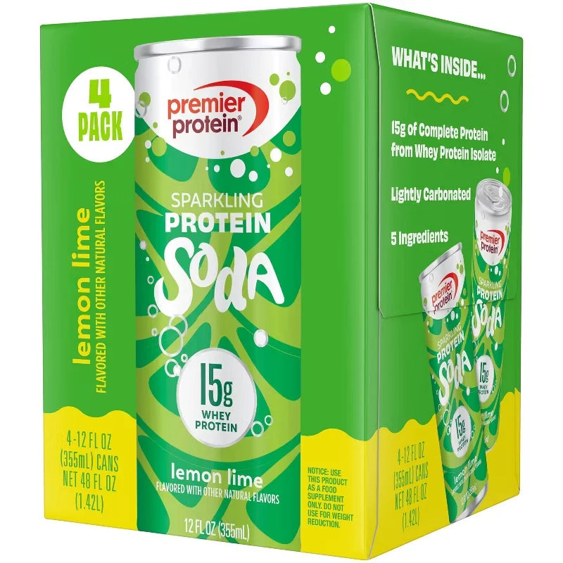 Premier Protein Ready To Drink Lemon Lime Soda Whey Protein Isolate Shakes - 15g Protein - 4pk/12 fl oz